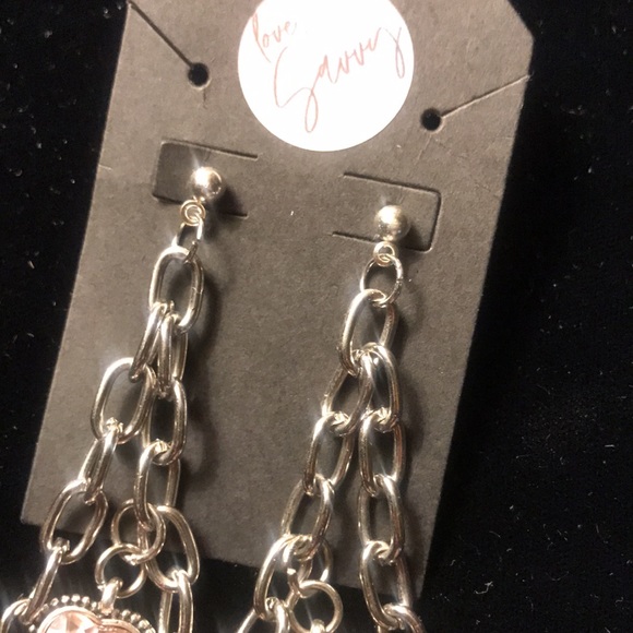 love, Savvy Handcrafted Pink Heart Chained w/ Wings Earrings - Picture 5 of 5